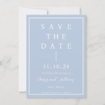 Elegant Minimalist Dusty Blue Save The Date Card