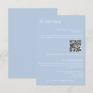 Elegant Minimalist Dusty Blue Wedding Details Card