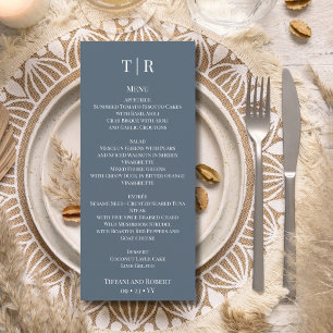 Elegant Minimalist Dusty Blue Wedding  Menu