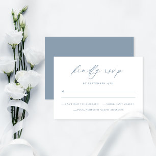 Elegant Minimalist Dusty Blue Wedding RSVP Card