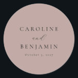 Elegant Minimalist Dusty Mauve Calligraphy Wedding Classic Round Sticker<br><div class="desc">Custom Elegant Minimalist Dusty Mauve Calligraphy Wedding Classic Round Sticker</div>