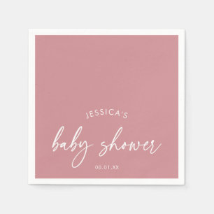 Elegant Minimalist Dusty Pink Baby Shower Napkin