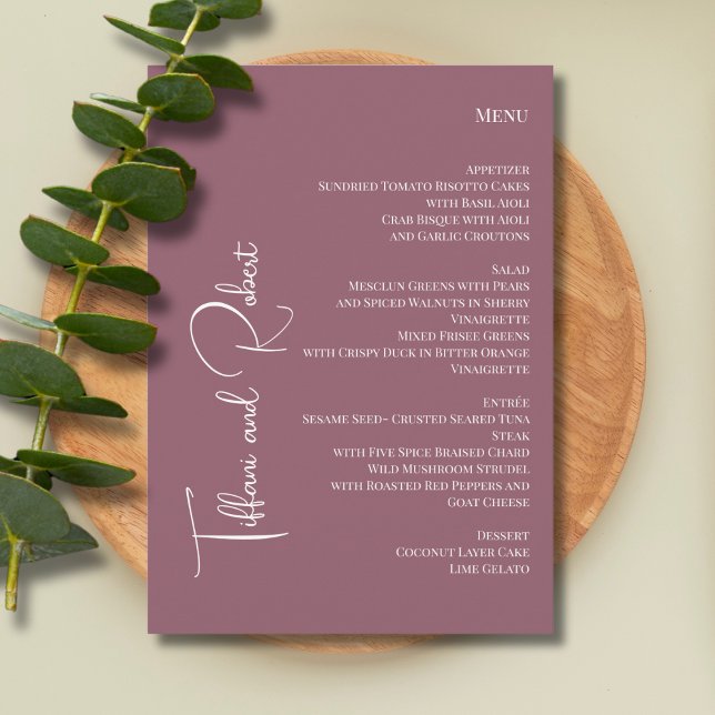 Elegant Minimalist Dusty Pink Big Names Wedding Menu (Creator Uploaded)