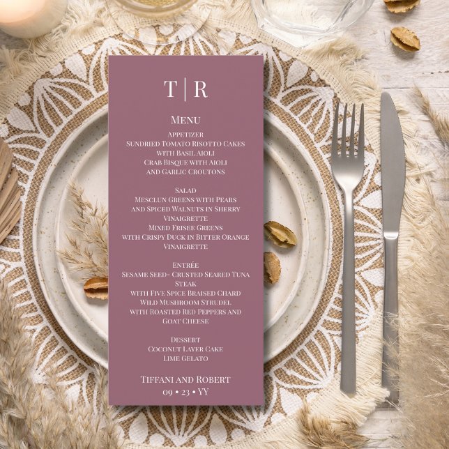 Elegant Minimalist Dusty Pink Wedding  Menu (Creator Uploaded)