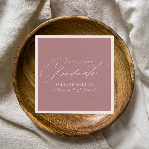 Elegant Minimalist Dusty Rose Graduation Napkin