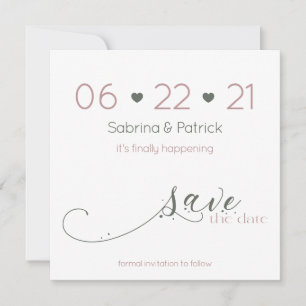 Elegant Minimalist Dusty Rose Sage Save the Date Invitation