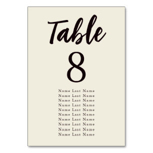 Elegant Minimalist Ecru Wedding Seating Assignment Table Number
