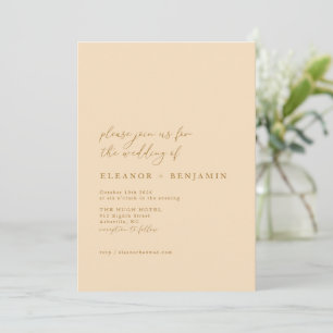 Elegant Minimalist Elegant Warm Beige Wedding Invitation
