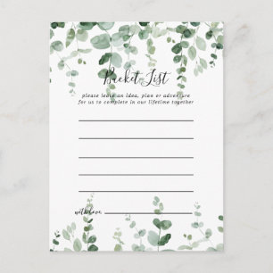 Elegant Minimalist Eucalyptus Bucket List Cards