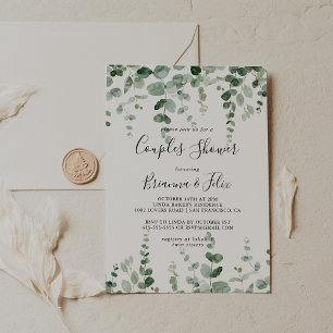 Elegant Minimalist Eucalyptus Couples Shower Invitation