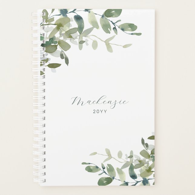 Elegant Minimalist Eucalyptus Ivy Greenery Planner (Front)