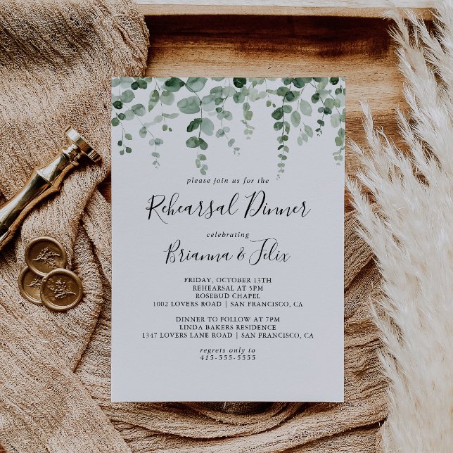 Elegant Minimalist Eucalyptus Rehearsal Dinner  Invitation (Creator Uploaded)