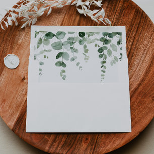 Elegant Minimalist Eucalyptus Self-Addressed RSVP  Envelope