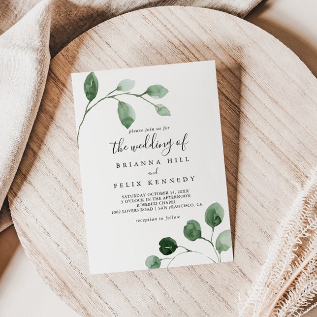 Elegant Minimalist Eucalyptus The Wedding Of  Invitation (Creator Uploaded)