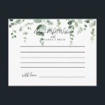 Elegant Minimalist Eucalyptus Wedding Advice Card<br><div class="desc">This elegant minimalist eucalyptus wedding advice card is perfect for a modern wedding. The design features watercolor hand-drawn elegant botanical eucalyptus branches and leaves. These cards are perfect for a wedding, bridal shower, baby shower, graduation party & more. Personalise the cards with the names of the bride and groom, parents-to-be...</div>