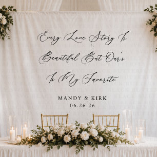 Elegant Minimalist Every Love Story Is Beautiful Tapestry