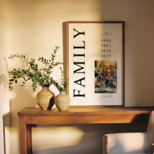 Elegant Minimalist Family Photo 4 Birth Years Poster