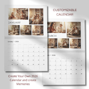 Elegant Minimalist Family Photo Calendar 2026 