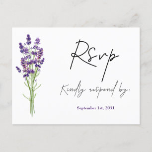 Elegant Minimalist Fashion Lavender RSVP Wedding Postcard