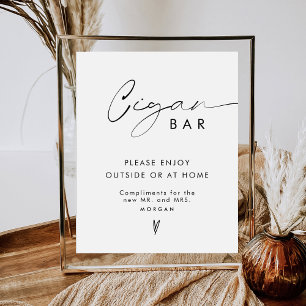 Elegant Minimalist Favour Cigar Bar Wedding Sign