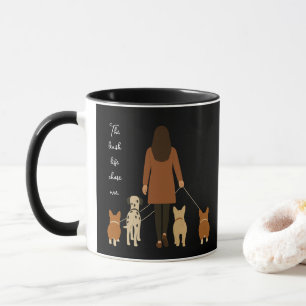 Elegant Minimalist Female Dog Walker Customizable  Mug