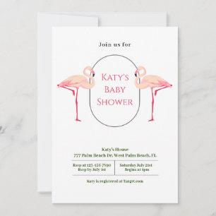 Elegant Minimalist Flamingo Baby Shower Invitation