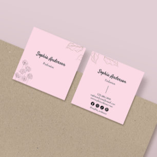 Elegant Minimalist Floral Accents Square Business Card