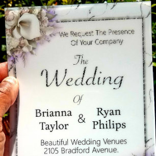 Elegant Minimalist Floral Bouquet Acrylic Invitations