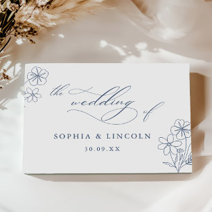 Elegant Minimalist Floral Drawing Wedding Guest Book