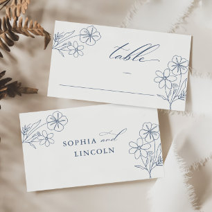 Elegant Minimalist Floral Drawing Wedding Place Card