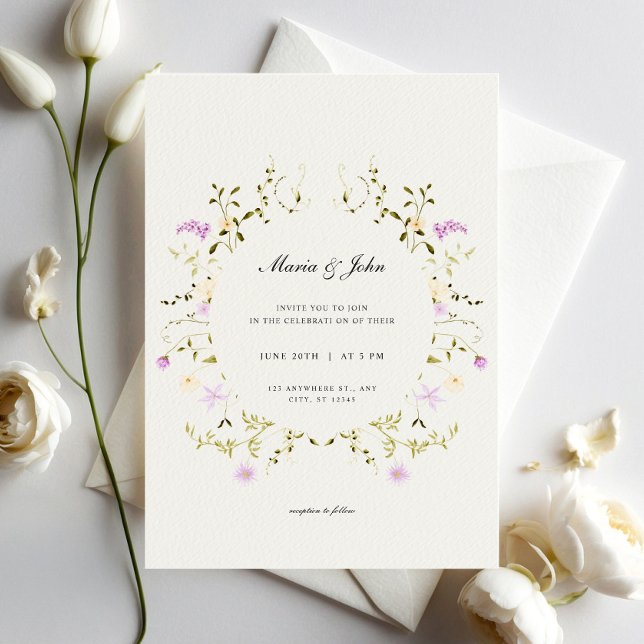 Elegant Minimalist Floral Frame Wedding Invitation (Creator Uploaded)