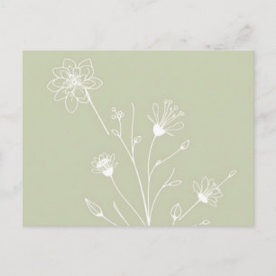 Elegant Minimalist Floral Line Art Postcard
