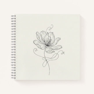 Elegant Minimalist Floral Line Art - Spiral Notebo Notebook