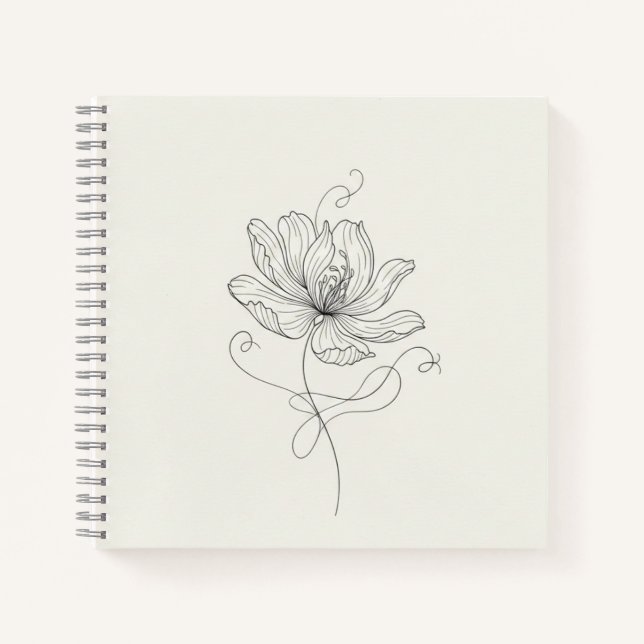 Elegant Minimalist Floral Line Art - Spiral Notebo Notebook (Front)