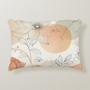 Elegant Minimalist Floral Pastel Botanical Design Decorative Cushion