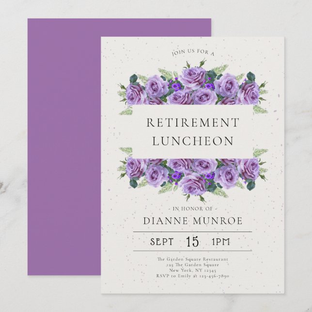 Elegant Minimalist Floral Retirement Invitation (Front/Back)