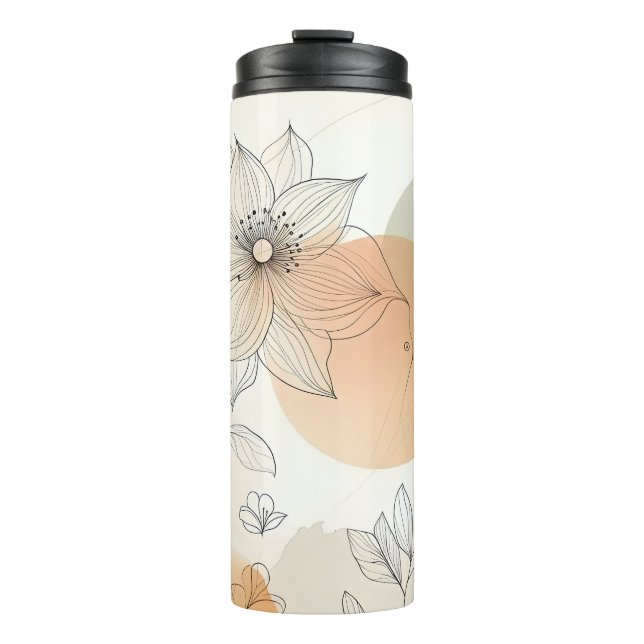 Elegant Minimalist Floral Soft Pastel Design Thermal Tumbler (Front)