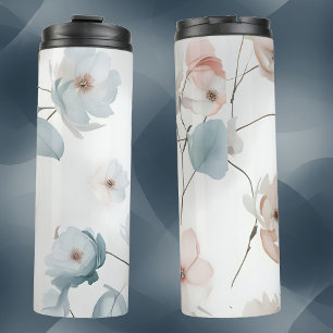 Elegant Minimalist Floral Watercolor Pattern Thermal Tumbler
