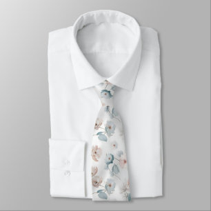 Elegant Minimalist Floral Watercolor Pattern Tie