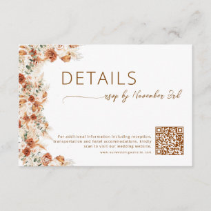  Elegant Minimalist Floral Wedding Details QR Code Enclosure Card