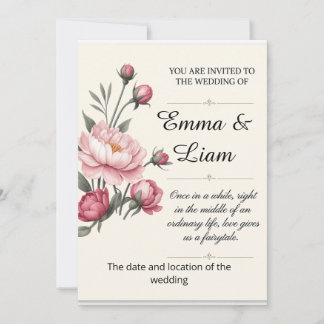 Elegant Minimalist Floral Wedding Invitation