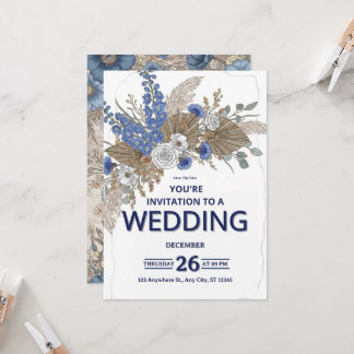 Elegant Minimalist Floral Wedding Invitation