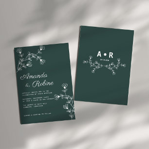 Elegant Minimalist Floral Wedding Invitation