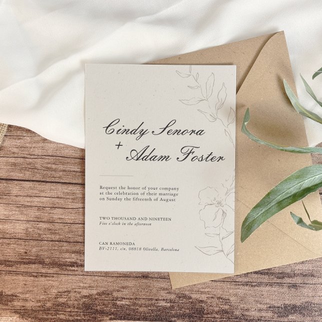 Elegant Minimalist Floral Wedding Invitation (Creator Uploaded)