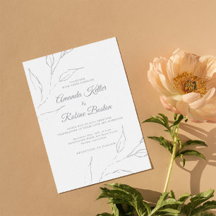 Elegant Minimalist Floral Wedding Invitation