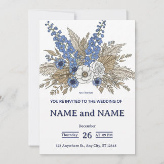 Elegant Minimalist Floral Wedding Invitation 2025