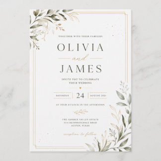 Elegant Minimalist Floral Wedding Invitation | Mod