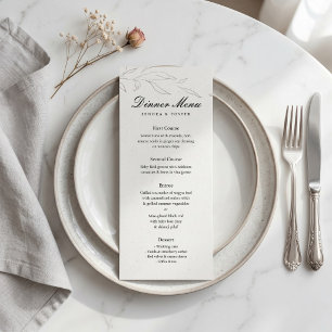 Elegant Minimalist Floral Wedding Menu