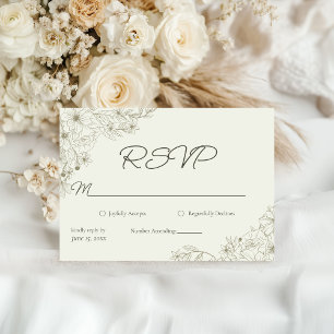 Elegant Minimalist Floral Wedding RSVP Card
