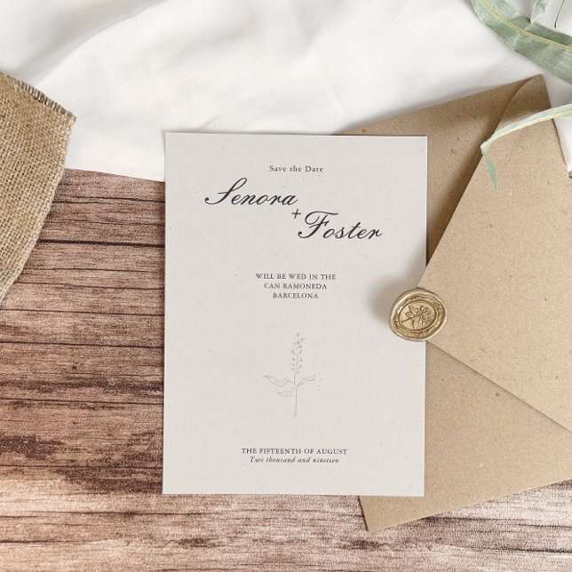 Elegant Minimalist Floral Wedding Save The Date (Creator Uploaded)